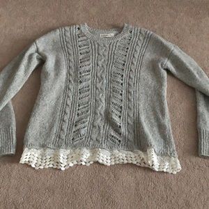 Grey sweater with lace bottom